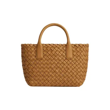Bottega Veneta Cabat Intreccio Tote Bag Mini Caramel