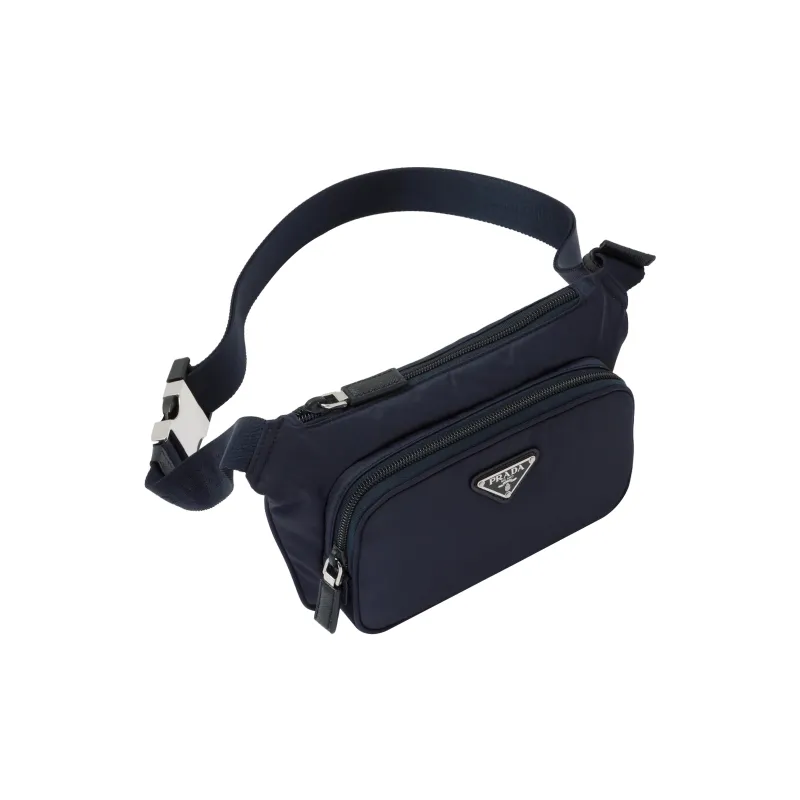 PRADA Re Nylon And Saffiano Leather Shoulder Bag Navy-1