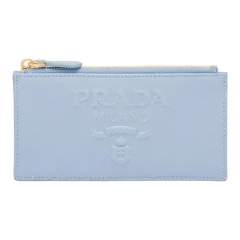 PRADA Saffiano Leather Card Holder Women's Sky Blue