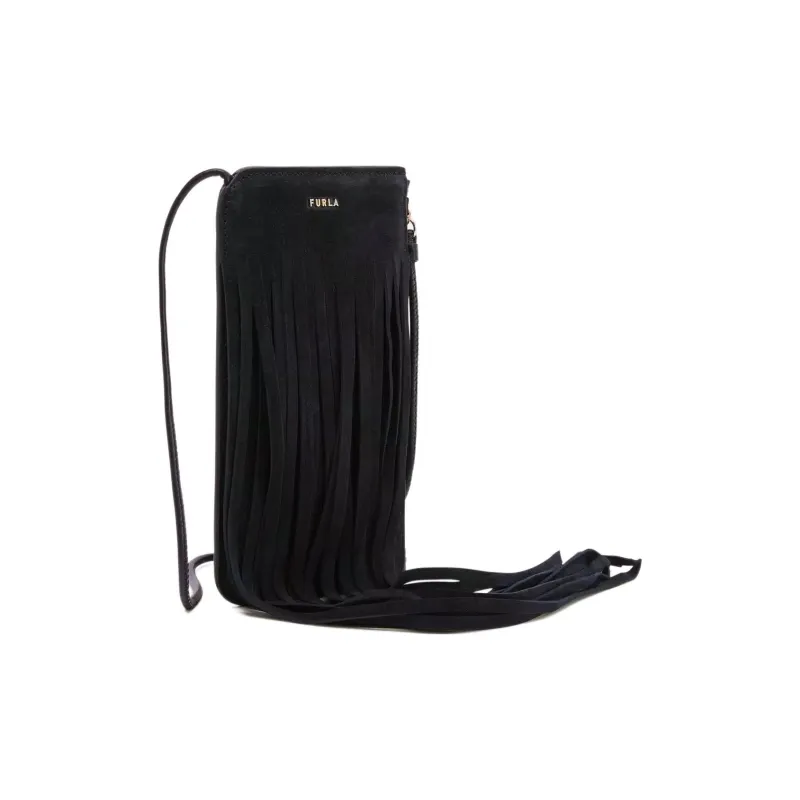Furla Babylon Sorrento Calfskin With Suede Shoulder Bag Crossbody Bag Mini Women's Black-1