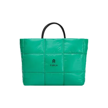 Furla Opportunity Shiny Nylon Fabric Fabric Tote Bag Shopping Bag Handbag Large Size Women's Green