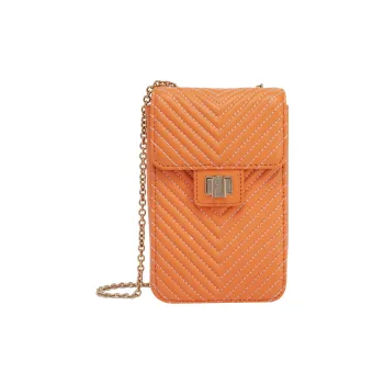 Furla Pop Star Nappa Lambskin Cell Phone Pouch Shoulder Bag Crossbody Bag Mini Women's Bright Orange