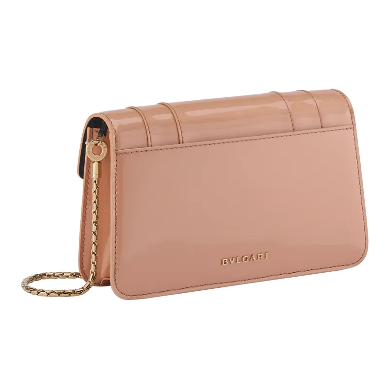 BVLGARI Serpenti Forever Lacquered Finish Calfskin Wallet, Shoulder Bag, Crossbody Bag Women's Brown-1