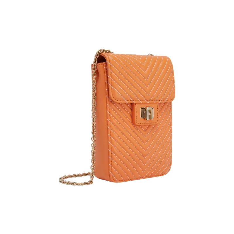 Furla Pop Star Nappa Lambskin Cell Phone Pouch Shoulder Bag Crossbody Bag Mini Women's Bright Orange-1