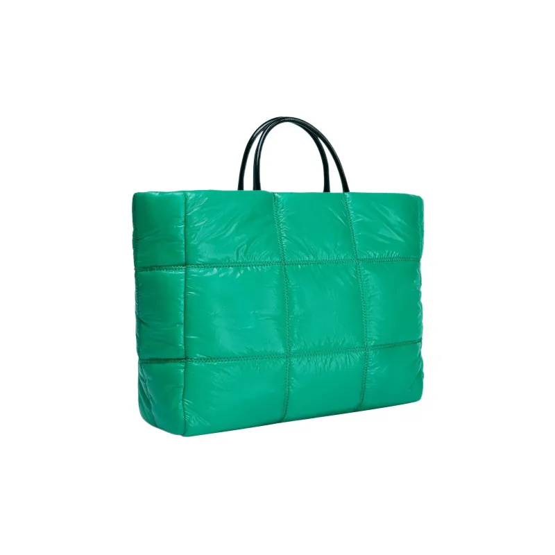 Furla Opportunity Shiny Nylon Fabric Fabric Tote Bag Shopping Bag Handbag Large Size Women's Green-2
