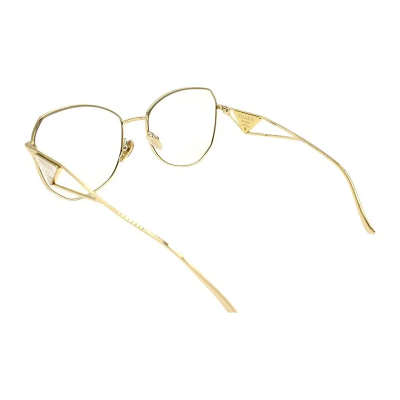 PRADA Metal Irregular Shape Eyeglass Frames Women's Gold-2