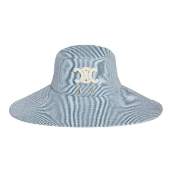 CELINE Cotton Bucket Hats Women's Indigo/White