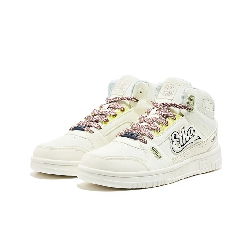 Erke High-Top Skateboard Shoes Women's White Green-1