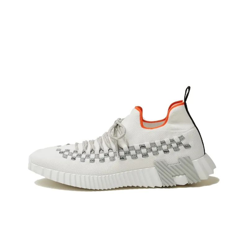 HERMES Fle Anti Slip Wear Resistant Low Top Sports Casual Shoes Men's White Gray-0