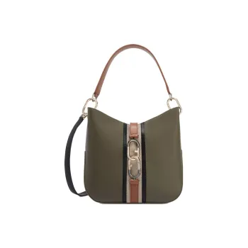 Furla Sirena Collection Calfskin Patchwork Suede Handbag, Shoulder Bag, Crossbody Bag Small Size Women's Sage Green