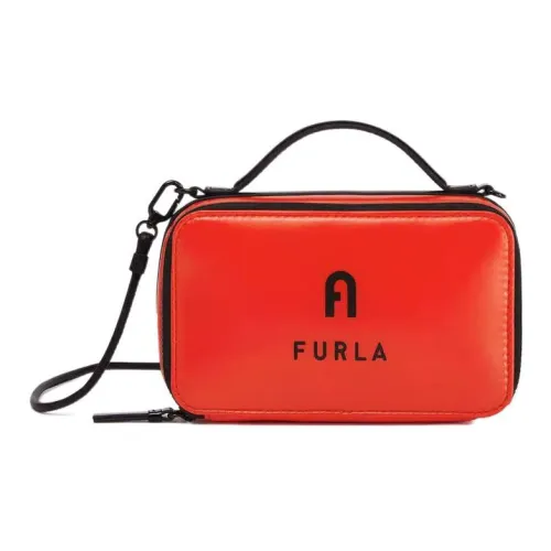 Furla Shiny Nylon Fabric Handbags Shoulder Bag Crossbody Bag Mini Women's Pomegranate Red