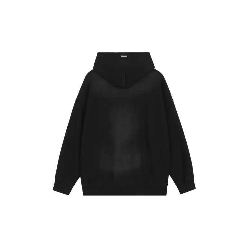 R69 Hooded Loose Fit Sweatshirt Unisex Black-1