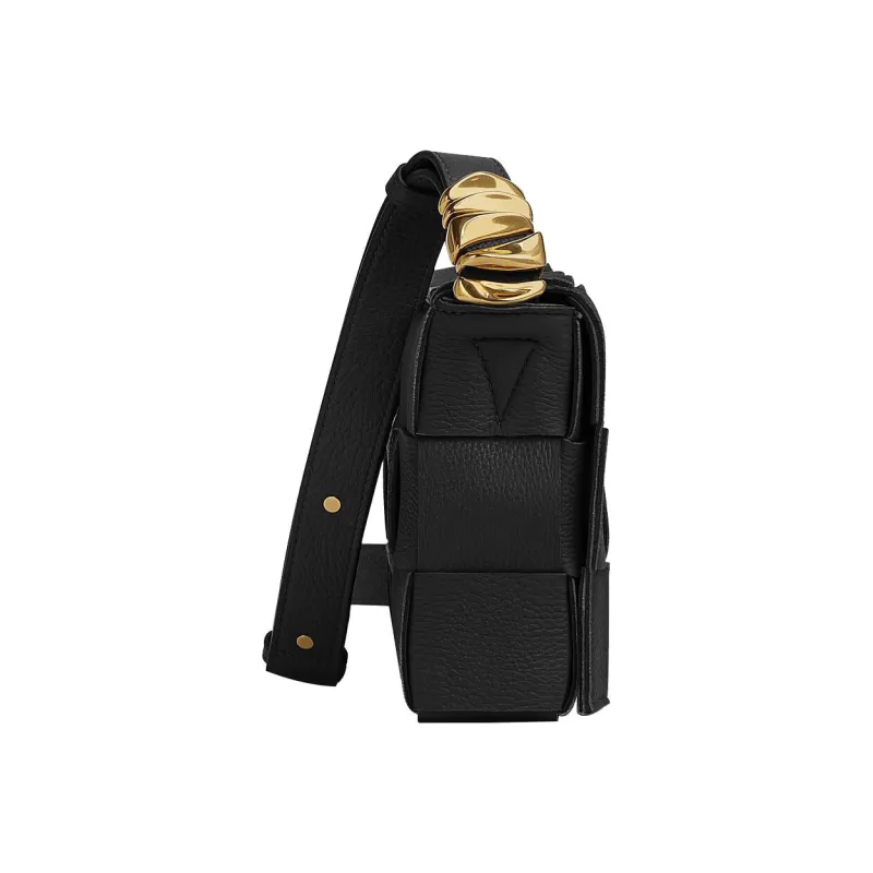 Bottega Veneta Cassette Intreccio Grained Leather Black-1