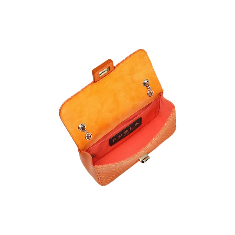 Furla Pop Star Nappa Lambskin Shoulder Bag, Crossbody Bag Trumpets Women's Bright Orange-3