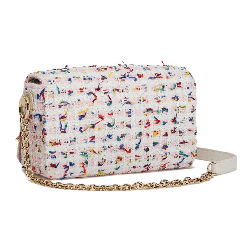 Furla My Joy Beaded Leather Fabric Shoulder Bag Crossbody Bag Mini Women's Talc White-2