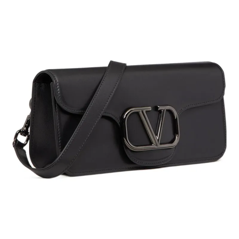 Valentino Calfskin Messenger Bag Crossbody Bag Shoulder Bag Men's Black-1