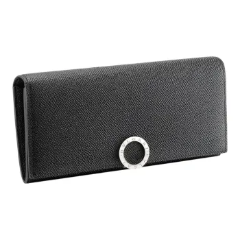 BVLGARI Bulgari Clip Calfskin Wallet Large Size Women's Black