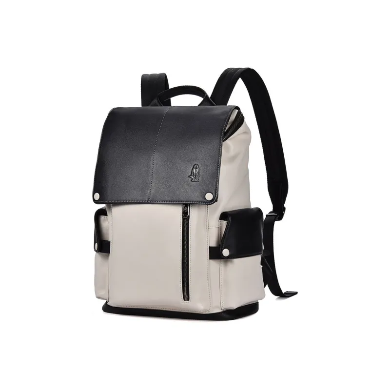 Hush Puppies Top Grain Cow Leather Backpack Large Size Men's Black-1