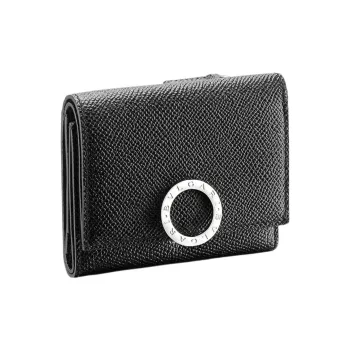 BVLGARI Bulgari Clip Calfskin Wallet Women's Black