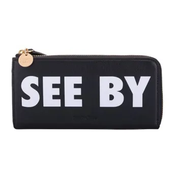 See By Chloe Joris Cow Leather Card Holders Clutches Wallets Women's Black