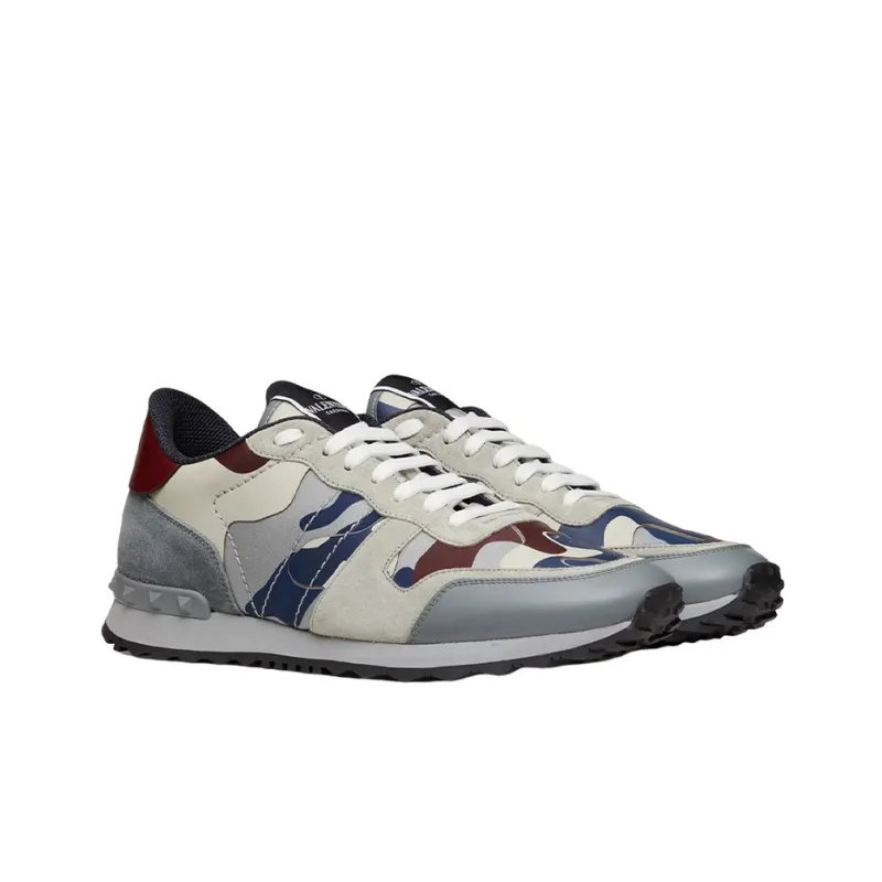 Valentino Rockrunner Low Top Casual Shoes Men's Red Gray-2