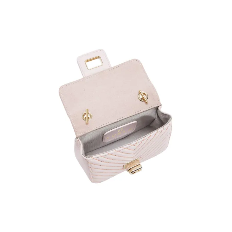 Furla Pop Star Nappa Lambskin One Shoulder Crossbody Clutches Mini Women's Light Pink-3