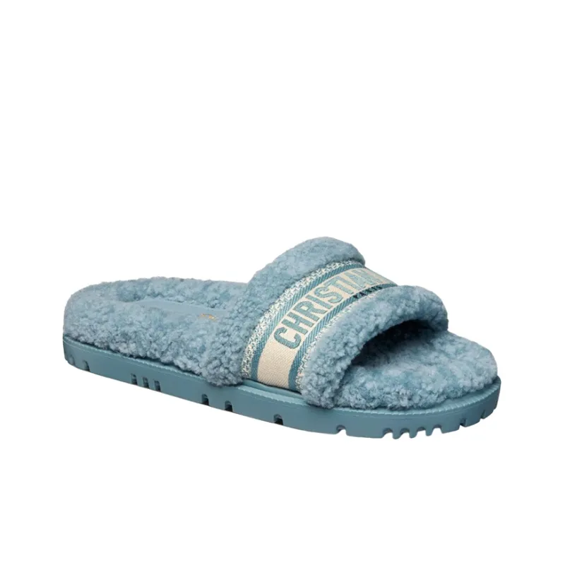 DIOR Dway Rubber Sole Abrasion Resistant Slide Slippers Women's Sky Blue-2