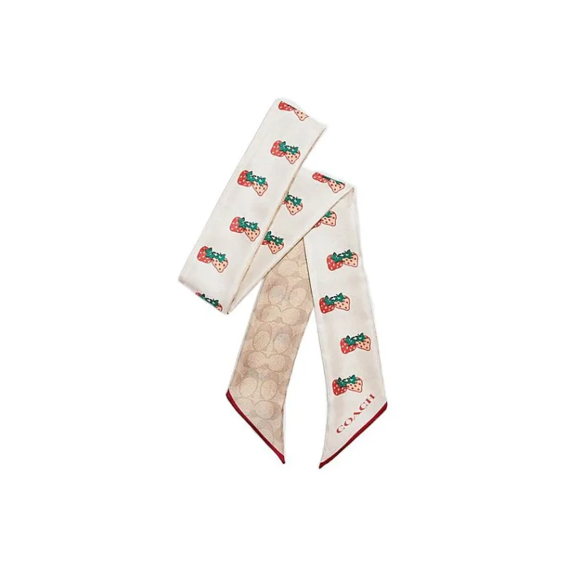 COACH Silk Scarves Women's White-0