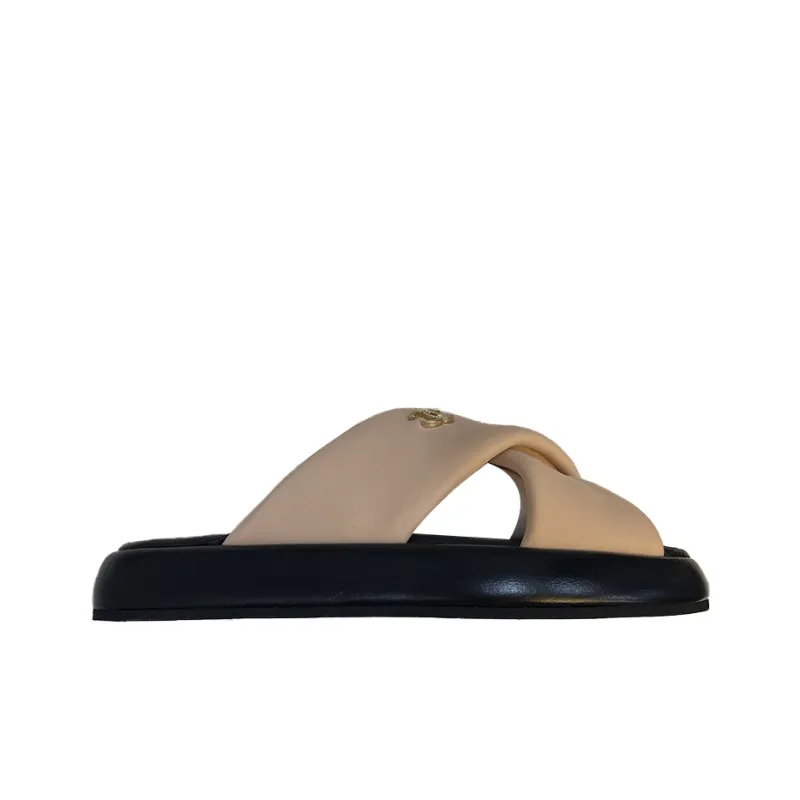 CHANEL Slide Slippers Women's Beige-1