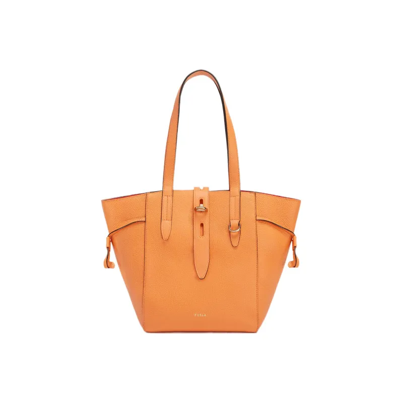 Furla Net Collection Textured Calfskin Tote Bag Shopping Bag Shoulder Bag Handbag Medium Size Women's Orange-0