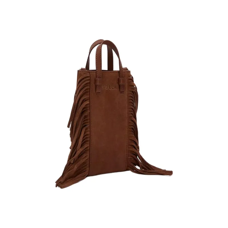 Furla Miastella Suede Handbag Shoulder Bag Crossbody Bag Small Size Women's Dark Brown-1