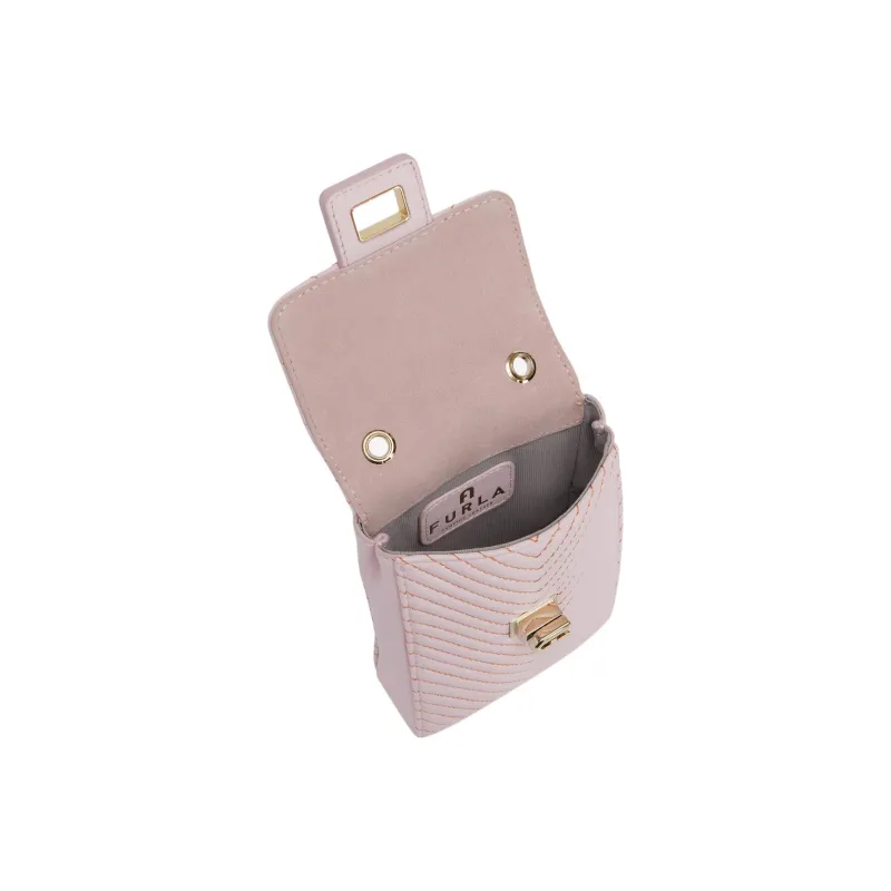 Furla Pop Star Nappa Lambskin Cell Phone Pouch Shoulder Bag Crossbody Bag Mini Women's Light Pink-3