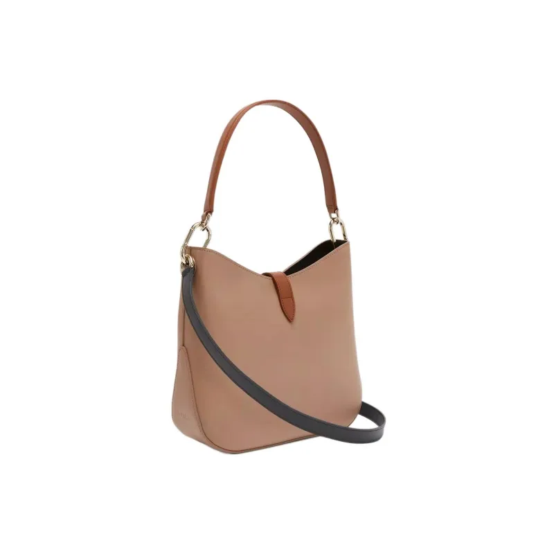 Furla Sirena Collection Calfskin Patchwork Suede Handbags Shoulder Bag Crossbody Bag Small Size Women's Brown-3