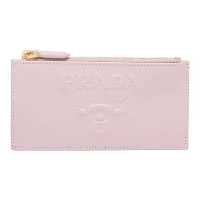 PRADA Saffiano Leather Card Holder Women's Snow Pink-0