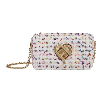 Furla My Joy Beaded Leather Fabric Shoulder Bag Crossbody Bag Mini Women's Talc White