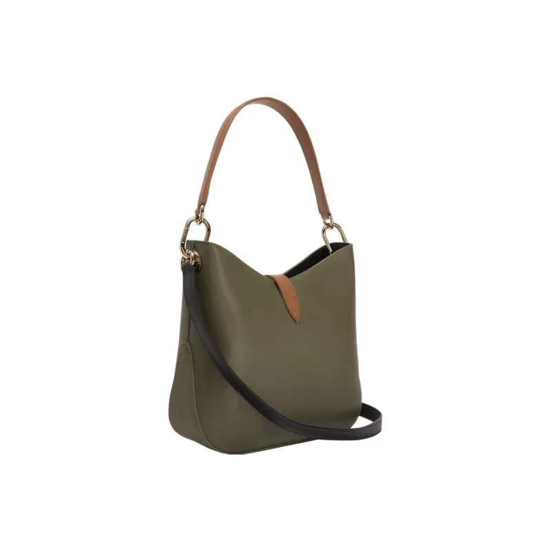 Furla Sirena Collection Calfskin Patchwork Suede Handbag, Shoulder Bag, Crossbody Bag Small Size Women's Sage Green-2