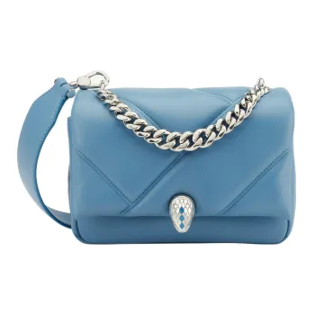 BVLGARI Serpenti Cabochon Calfskin Shoulder Bag Crossbody Bag Mini Women's Blue
