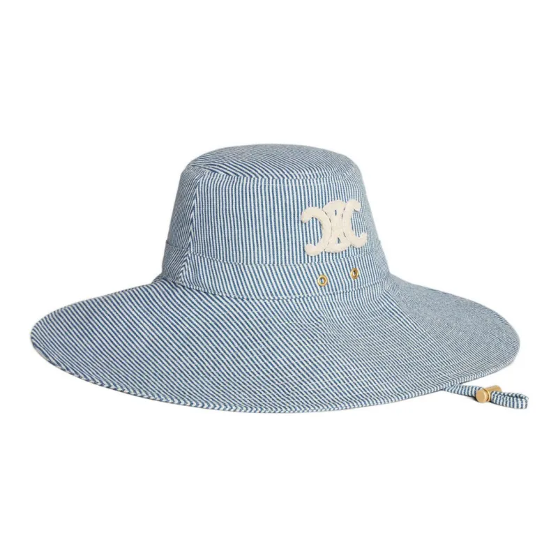 CELINE Cotton Bucket Hats Women's Indigo/White-1