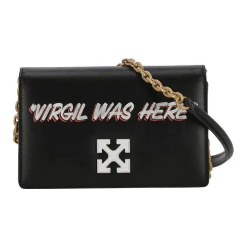 OFF-WHITE Jitney 0.5 Quart Motif "VIRGIL WAS HERE" Shoulder Bag Black