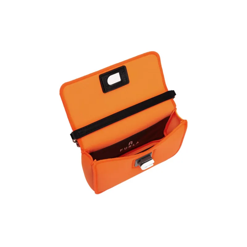 Furla 1927 Collection Soft Fabric Shoulder Bag, Crossbody Bag, Handbag Large Size Women's Bright Orange-3