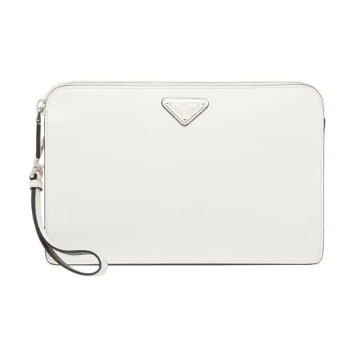 PRADA Saffiano Leather Clutch Regular Men's White