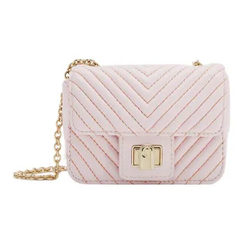Furla Pop Star Nappa Lambskin One Shoulder Crossbody Clutches Mini Women's Light Pink