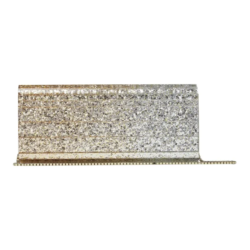 Jimmy Choo Leather Clutch, Crossbody Bag, Shoulder Bag Women's Silver-0