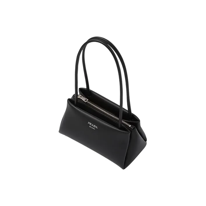 PRADA Hobo Leather Tote Bag Shopping Bag Handbag Small Size Women's Black-2