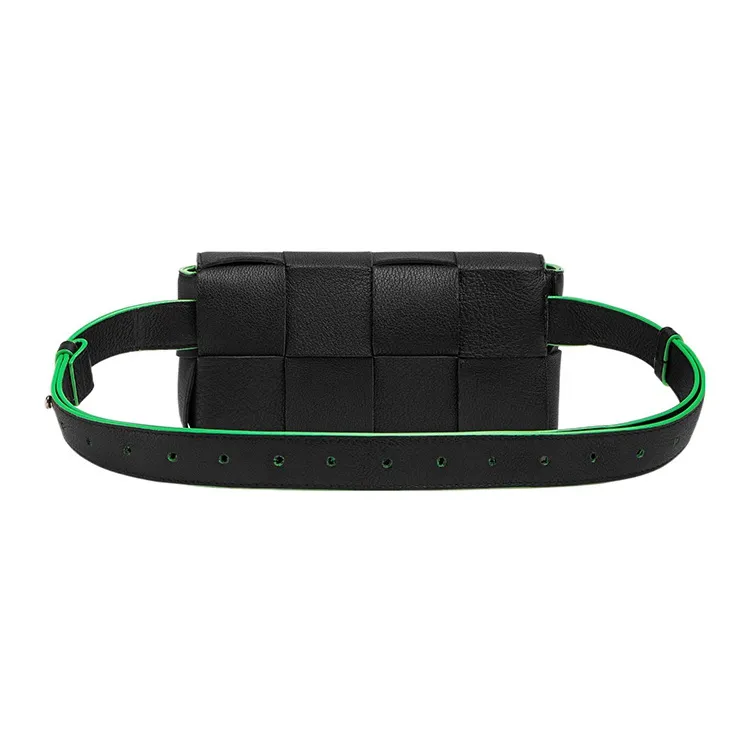 Bottega Veneta CASSETTE Pillow Bag Cow Leather Fanny Pack Mini Men's Black/Green-2