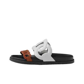 HERMES Extra Slide Slippers Women's White Brown