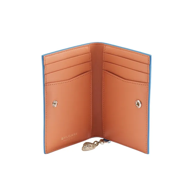 BVLGARI Serpenti Forever Calfskin Card Clip Card Holder Women's Blue-2