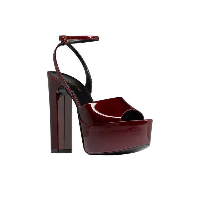 SAINT LAURENT One Strap Sandals Women's Deep Bordeaux-1