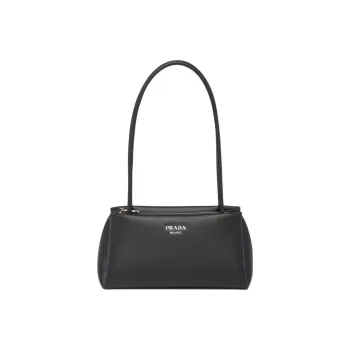 PRADA Hobo Leather Tote Bag Shopping Bag Handbag Small Size Women's Black