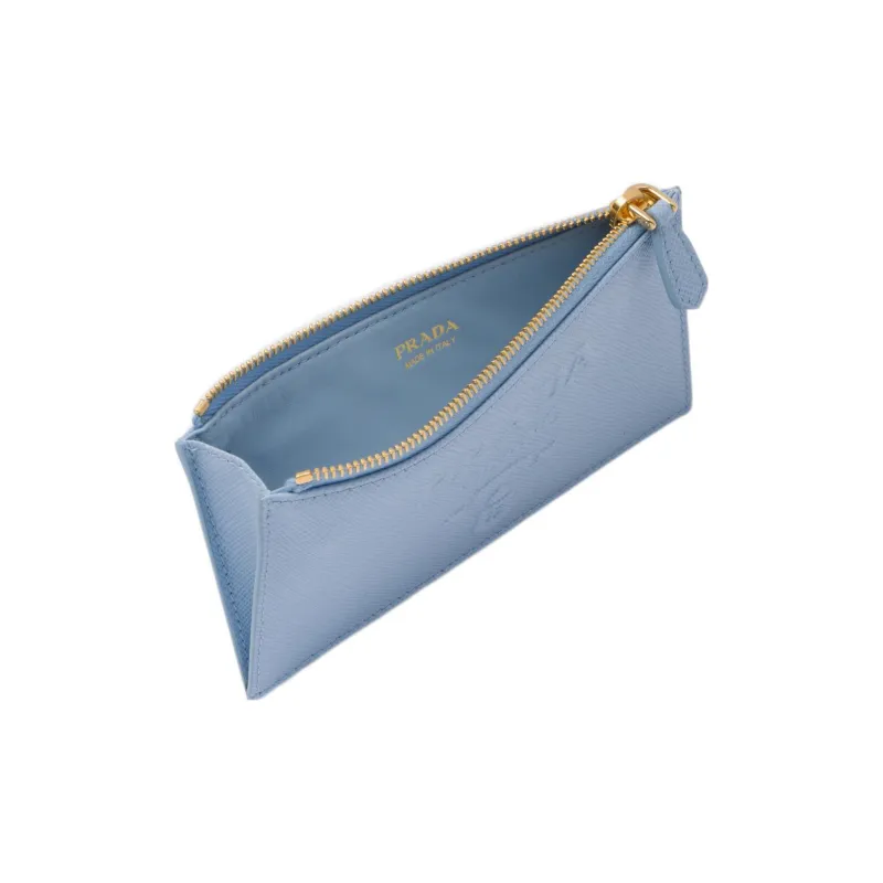 PRADA Saffiano Leather Card Holder Women's Sky Blue-3
